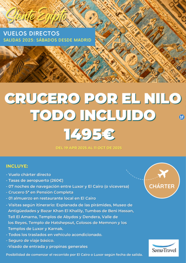 EGP \-Crucero por el Nilo TI\-: 7 Noches (Luxor, Dendera, Abydos, Amarna, Cairo...) [Chrter Directo] *1495?*