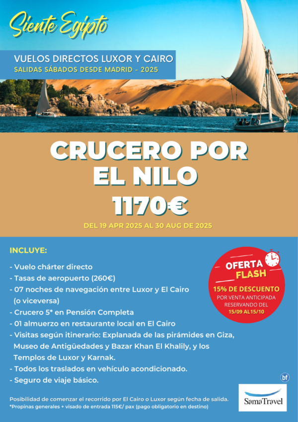 \-Crucero por el Nilo 2025\- 7 nts crucero [chrter directo MAD-LXR/CAI] Reservando del 15/09 al 15/10 - DTO 15%