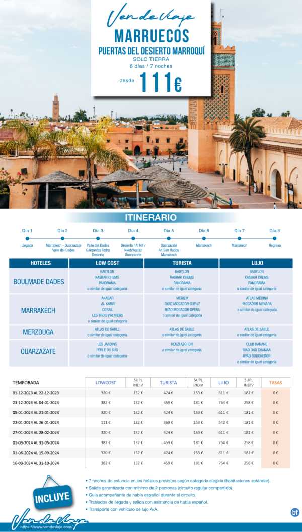 MARRUECOS - Puertas del desierto - Slo Tierra - desde 111 € 