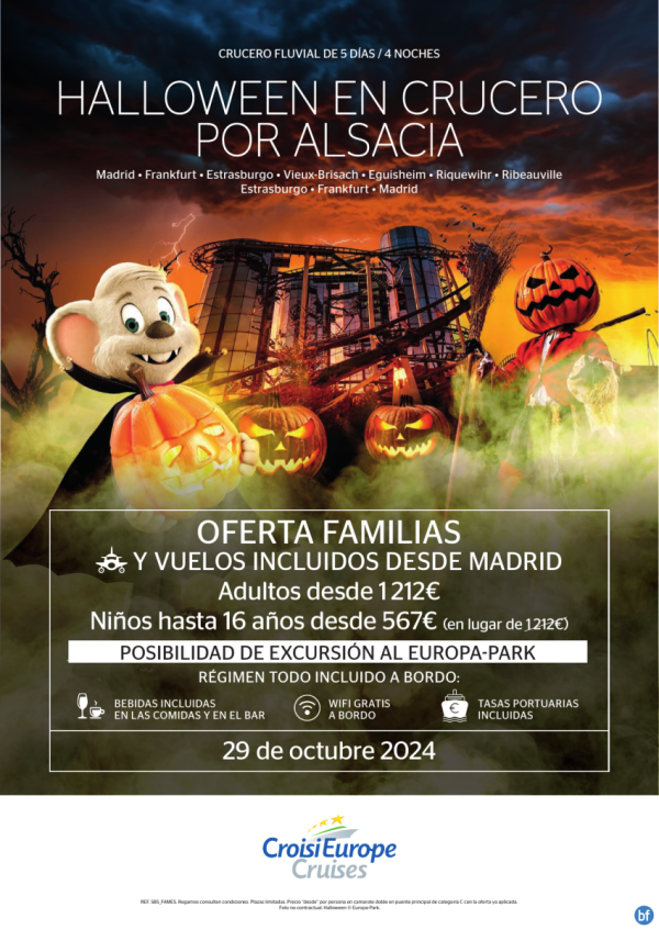 Oferta FAMILIAS vuelos de Madrid  - crucero fluvial Halloween en Alsacia - 5 das - rg. Todo Incluido - 29/10