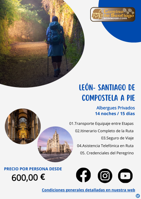 Len - Santiago de Compostela en Bicicleta. Camino Francs. 6 Noches / 7 Das. Albergues Privados. 260 € 	