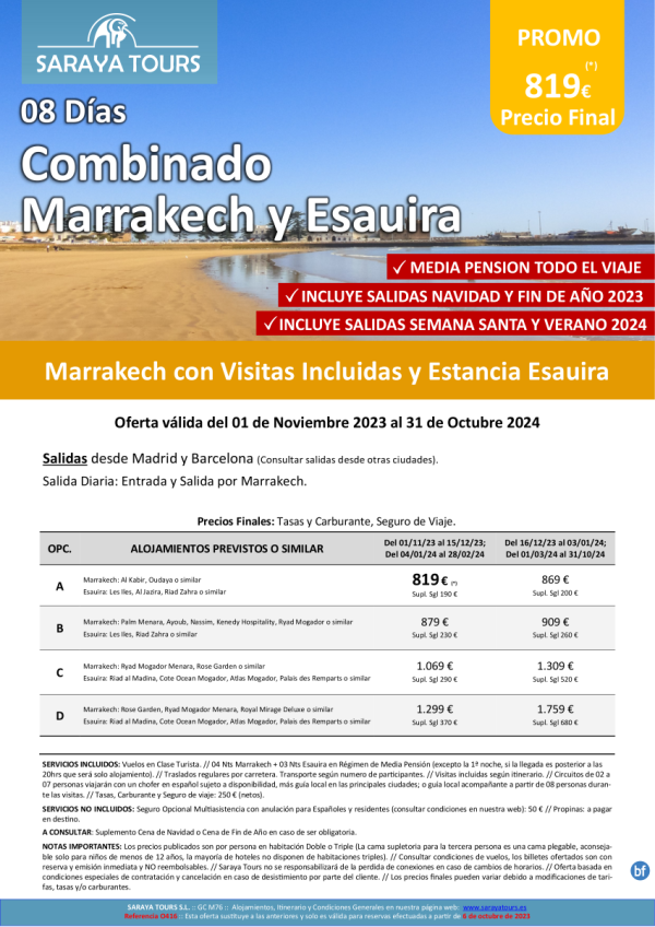 Marrakech y Esauira 8 das: Marrakech y Esauira con Visitas Incluidas dsd 869 € 