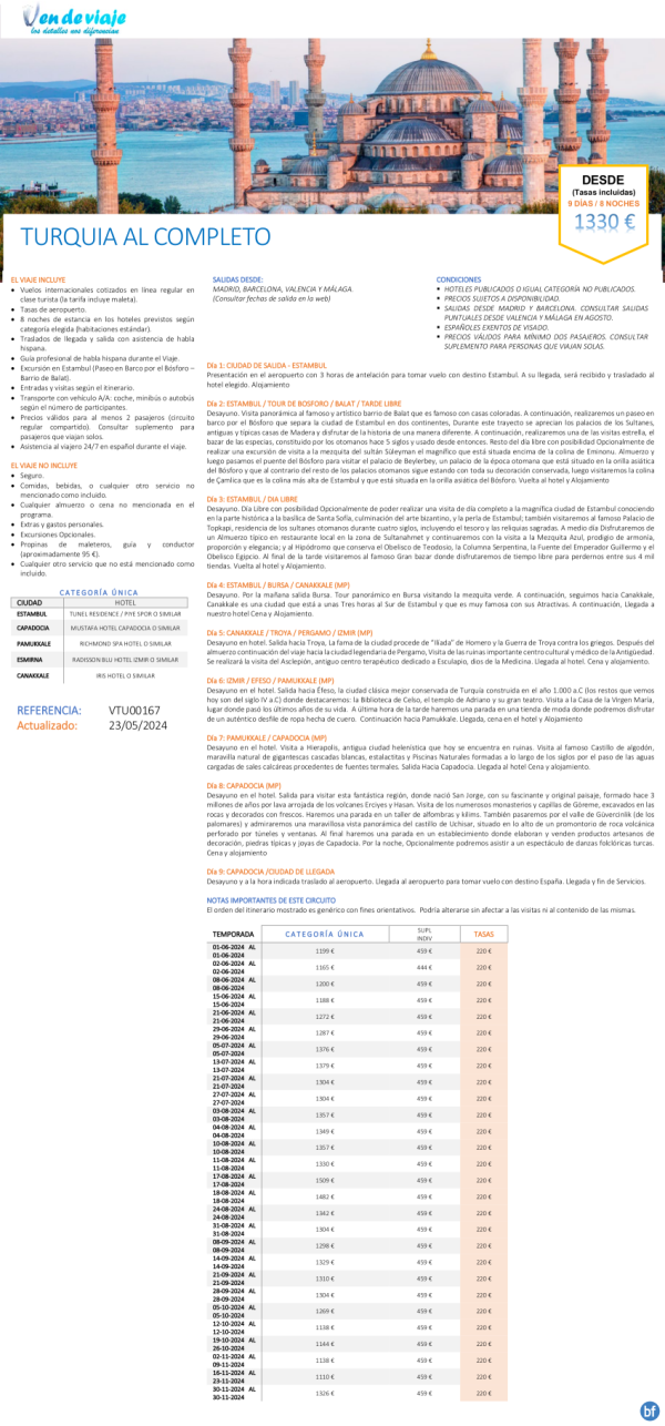 TURQUIA al Completo - Salidas Garantizadas
