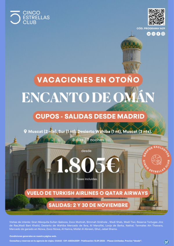 OMN!!!  desde 1.805 € Encanto de Omn 8d/7n salidas 02 y 30 de Noviembre desde Madrid