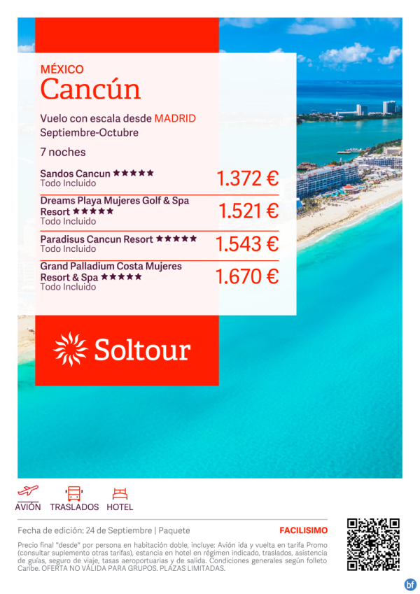 Cancn (Mxico) desde 1.372 € , salidas de Septiembre-Octubre desde Madrid