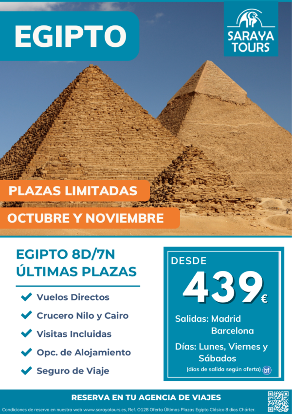 ltimas Plazas Octubre y Noviembre: Egipto Clsico 8d Vuelo directo - Crz y cai  *Plazas Limitadas* dsd 439 € 