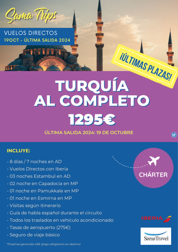 \-Turqua al Completo\- Circuito 8 das (Capadocia, Pamukkale, Estambul...) Chrter Directo IST/ADB *Dsde 1295 € *