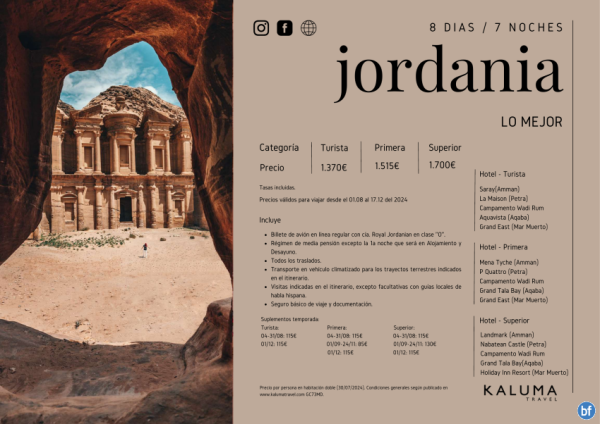 Lo Mejor de Jordania 7 noches - Salidas Garantizadas hasta Diciembre desde 1.370 € 