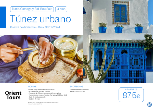 Tnez urbano. Puente de diciembre 24. Vuelos + Hotel + Excursiones. Precio desde 875 € 