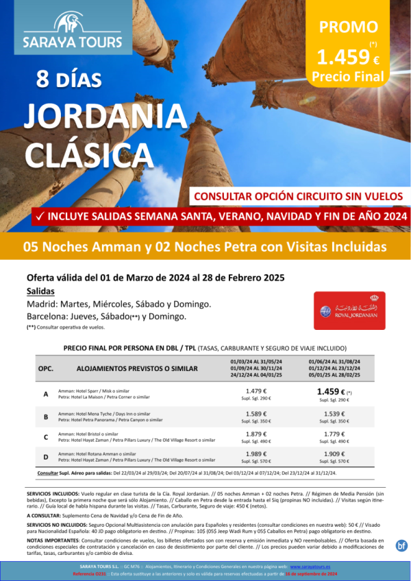 Promo! Jordania Clsica 8 das: Amman y Petra con Visitas Incluidas hasta Febrero 2026