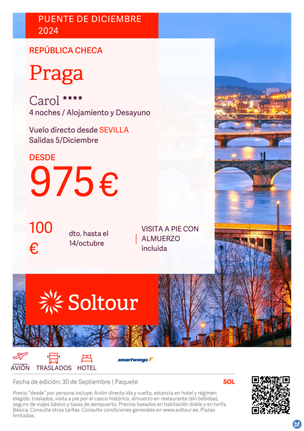 Praga desde 975 € - Especial Puente de Diciembre, salida 5 Diciembre desde Sevilla