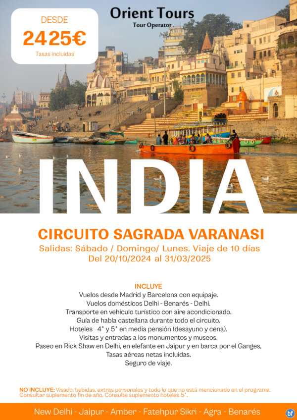 India. Circuito Sagrada Varanasi 10 das + Vuelos + Hoteles