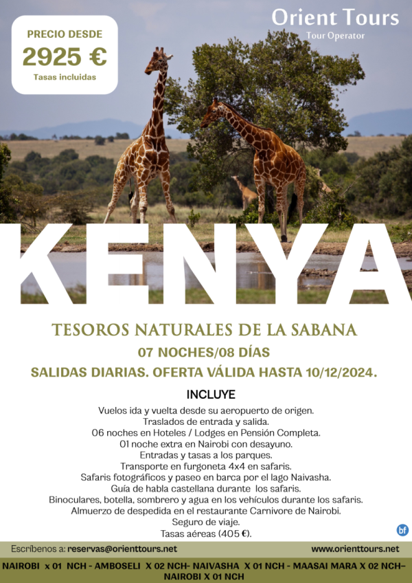 Kenya. Circuito en safari por la sabana 08 das + Vuelos + Hoteles