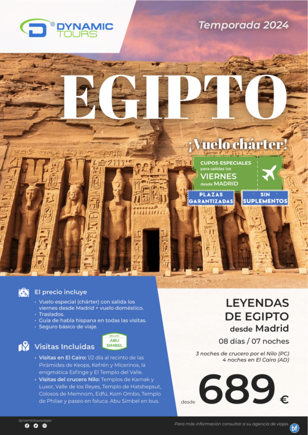 EGIPTO?2024??Leyendas de Egipto??? CON Abu Simbel?(3n cru + 4n cai) ? salidas: mad (viernes)?desde 689 € 