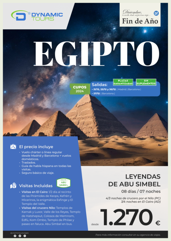 EGIPTO?Fin de Ao??Leyendas de Abu Simbel?(3/4cru+4/3cai) ? salidas: mad y bcn?desde 1.270 € 