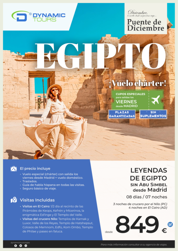 EGIPTO?Pte. Dic.??Leyendas de Egipto??? SIN Abu Simbel?(3n cru + 4n cai) ? salidas: mad (viernes)?desde 849 € 