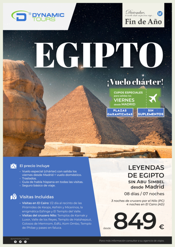 EGIPTO?Fin de Ao??Leyendas de Egipto??? SIN Abu Simbel?(3n cru + 4n cai) ? salidas: mad (viernes)?desde 849 € 