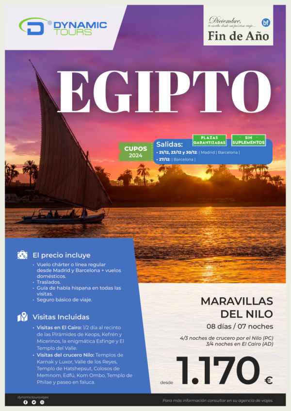 EGIPTO?Fin de Ao??Maravillas del Nilo?(3/4n cru + 4/3n cai) ? salidas: mad y bcn?desde 1.170 € 