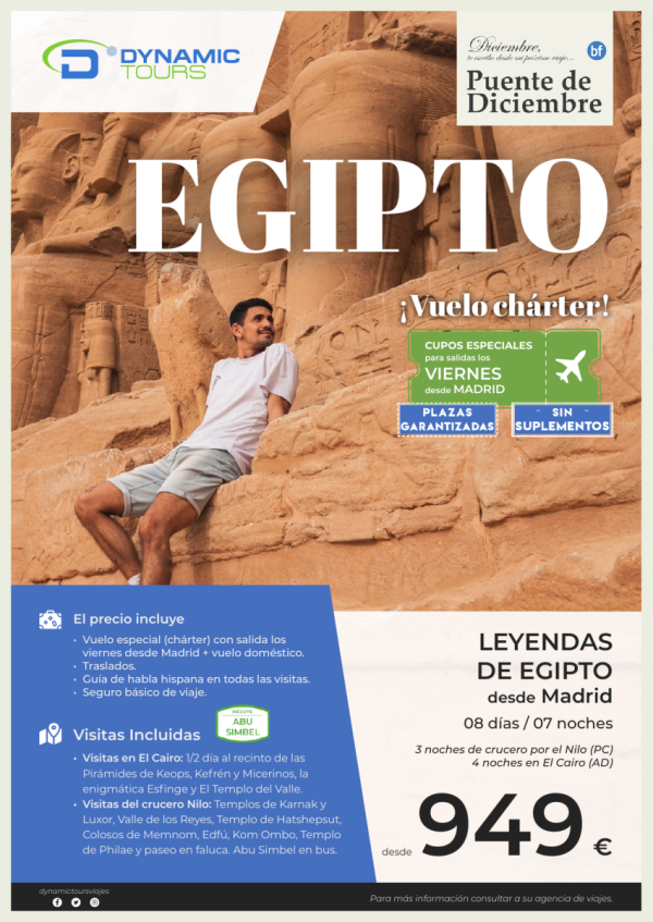 EGIPTO?Pte. Dic.??Leyendas de Egipto??? CON Abu Simbel?(3n cru + 4n cai) ? salidas: mad (viernes)?desde 949 € 