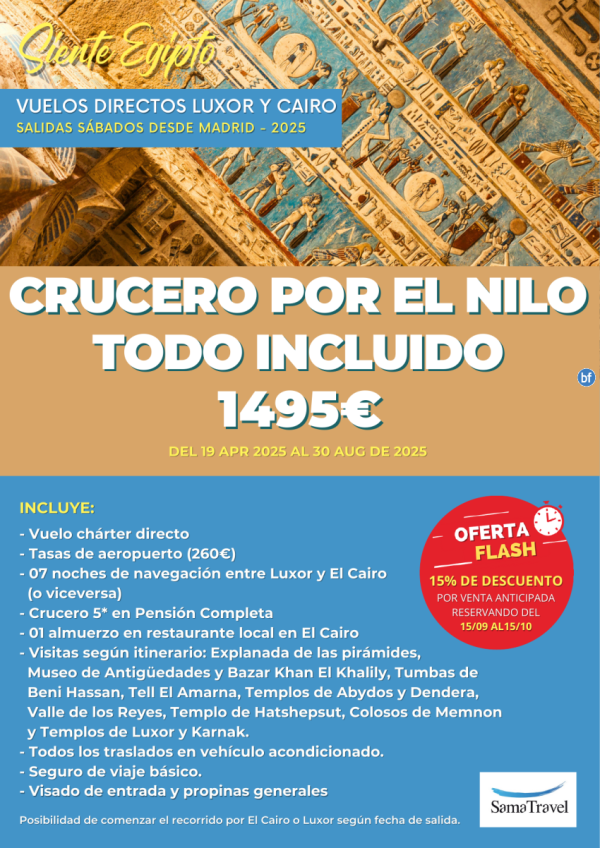 \-Crucero por el Nilo T.I. 2025\- 7 nts crucero [chrter Mad-LXR/CAI] Reservando del 15/09 al 15/10 - DTO 15%