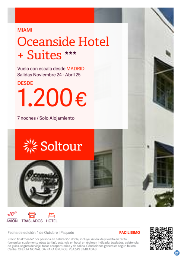 Miami (Estados Unidos) en Oceanside Hotel   Suites desde 1.200 € , salidas de Noviembre a Abril desde Madrid