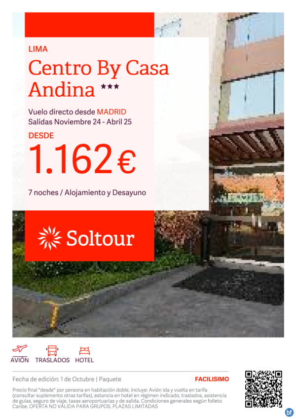 Lima (Per) en Centro By Casa Andina desde 1.162 € , salidas de Noviembre a Abril desde Madrid