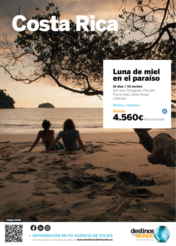 ??Costa Rica: Luna de miel en el paraso 16 d / 14 n desde 4560 € salidas: martes y sbados??