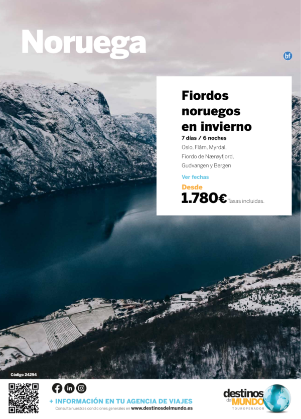 ??? Fiordos Noruegos en invierno 7 d / 6n desde 1780 € 