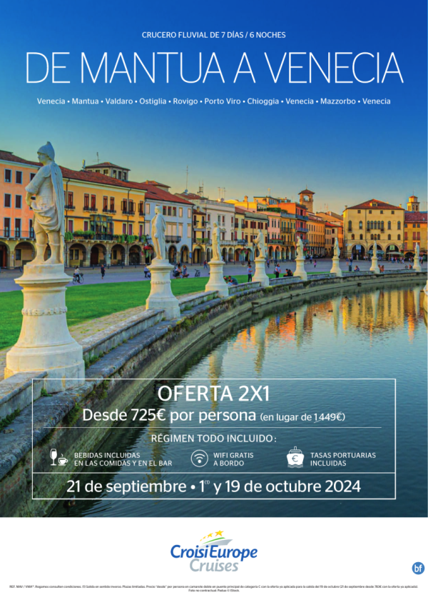 OFERTA 2X1 - crucero fluvial por el Po, de Mantua a Venecia - 7 das - rgimen Todo Incluido