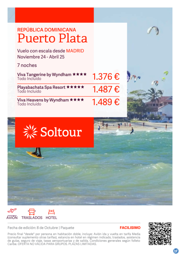 Puerto Plata en Repblica Dominicana de Noviembre 24 hasta Abril 25 salidas desde Madrid