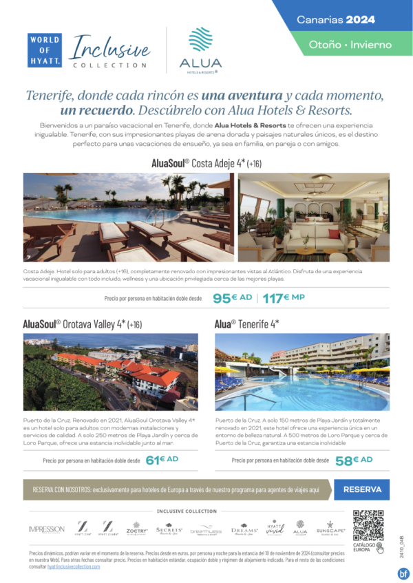 Otoo de aventura en Tenerife con Alua Hotel & Resorts Desde 58 € 