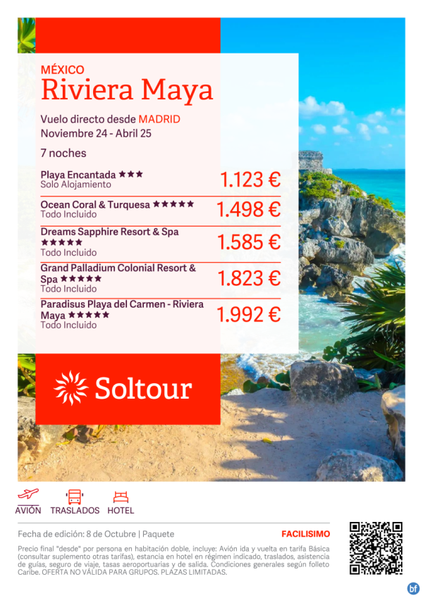 Riviera Maya en Mxico de Noviembre 20 hasta Abril 25 Salidas desde Madrid