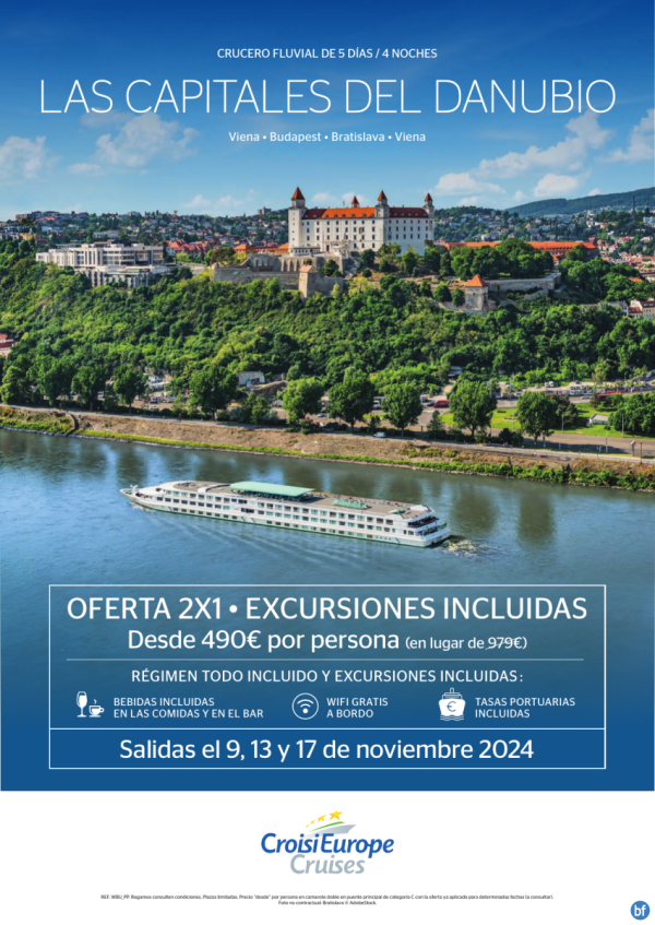 OFERTA 2X1 - crucero fluvial Capitales del Danubio - 5 das - rgimen todo incluido y excursiones incluidas