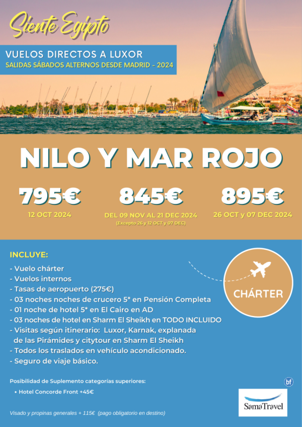 \-Nilo y Mar Rojo 2024\- 8 das Crucero +Cairo +Sharm en TI con visitas [chrter LXR y SSH] **Desde 795 € **