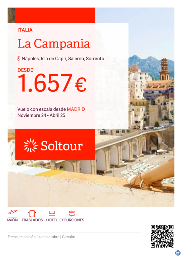 La Campania (Italia) desde 1.657 € , salidas de Noviembre a Abril desde Madrid