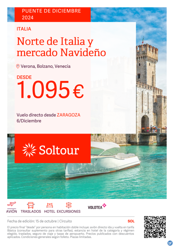 Norte de Italia y mercado Navideo - Especial Puente de Diciembre desde 1.095 € , salida 6 Diciembre desde Zaragoza