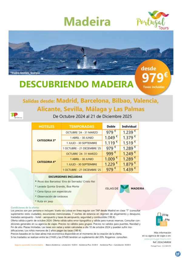 Circuito  \-Descubriendo MADEIRA\- con salida desde pennsula durante 8 das/ 7 noches desde slo 979 € 