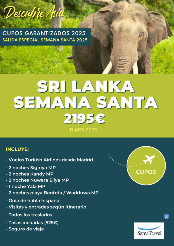 \-SRI LANKA\- Semana Santa: Circuito 11 das + visitas incl [Cupos y precios Garantizados] **Desde 2.195 € **