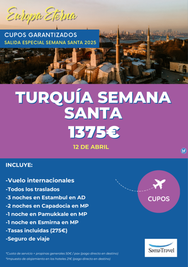 \-TURQUA Semana Santa\- Circuito 8 das (Capadocia, Pamukkale, Estambul...)  [Cupos garantizados]  *Dsde 1375 € *