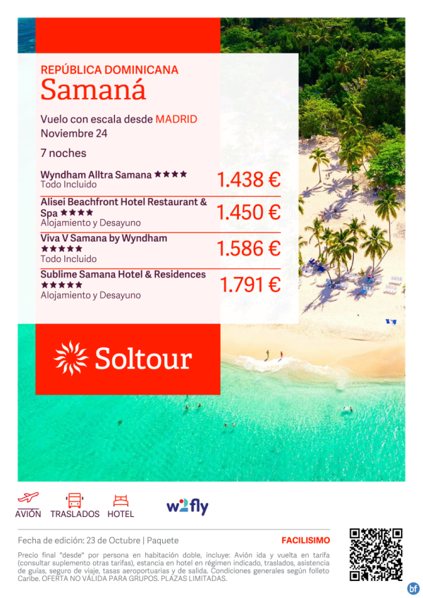 Saman (Repblica Dominicana) desde 1.438 € , salidas en Noviembre desde Madrid