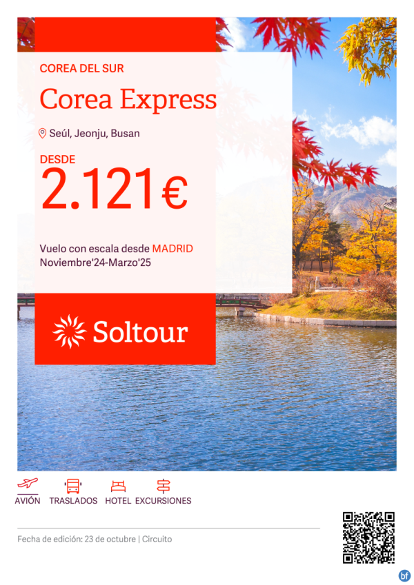 Circuito Corea Express desde 2.121 € , salidasa de Noviembre a Marzo desde Madrid