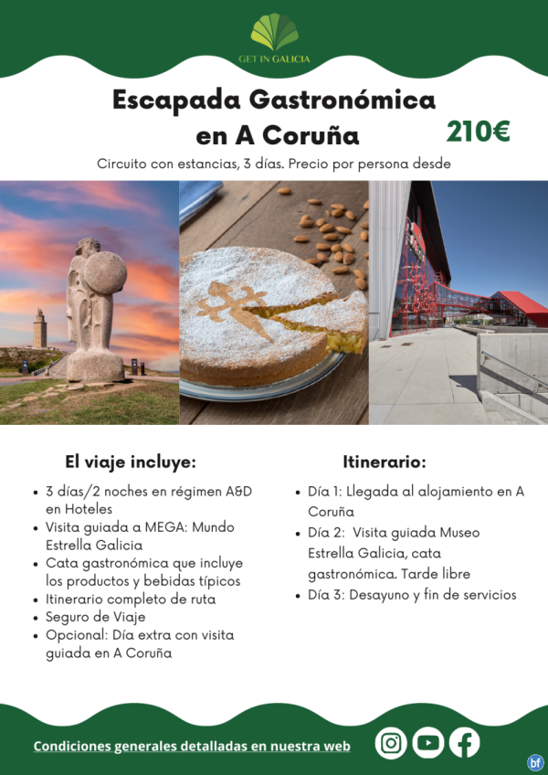 Escapada Gastronmica en A Corua. 3 das/2 noches en rgimen A+D en Hoteles con cata y visita a MEGA. 210 € 