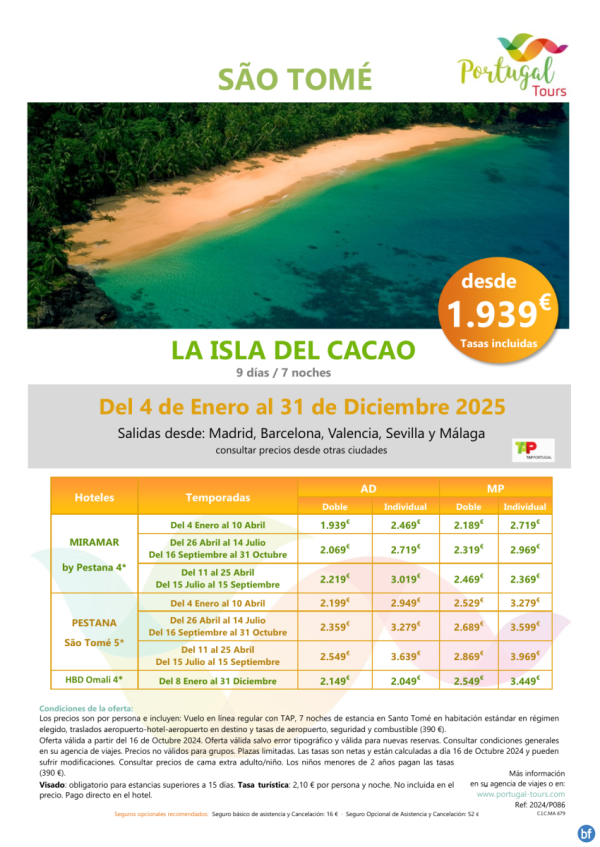 Paquete Sao Tom \-La isla del Cacao\- durante 9 das/ 7 noches desde pennsula por slo 1.939 € 