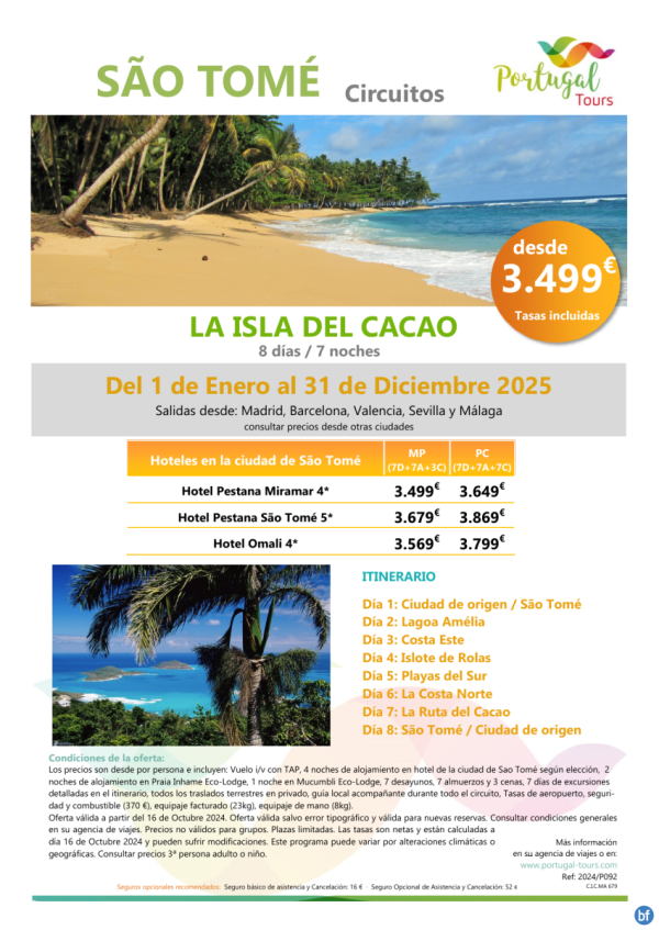 Circuito So Tom \-La isla del Cacao\- durante 8 das con salida desde pennsula por slo 3.499 € 