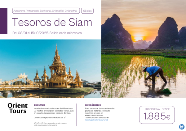 Tailandia. Circuito 07 noches, vuelos incluidos. Salida cada mircoles. Precio final desde 1885 € 