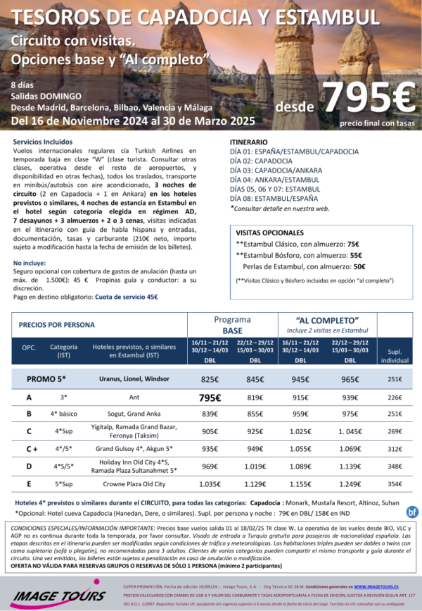 TURQUA hasta Marzo 2025: Tesoros de Capadocia y Estambul 8 das con visitas desde 795 € 