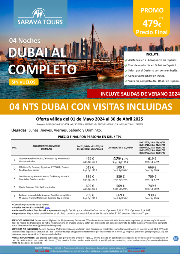 Promo! Dubai al Completo y Abu Dhabi 5 das con Hotel, Traslados y Visitas Incluidas dsd 479 € hasta Abril 2025