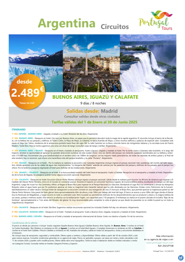 ARGENTINA \-Programa Buenos Aires, Iguaz y Calafate\- 9 dias/8 noches salidas desde Madrid desde 2.489 € 