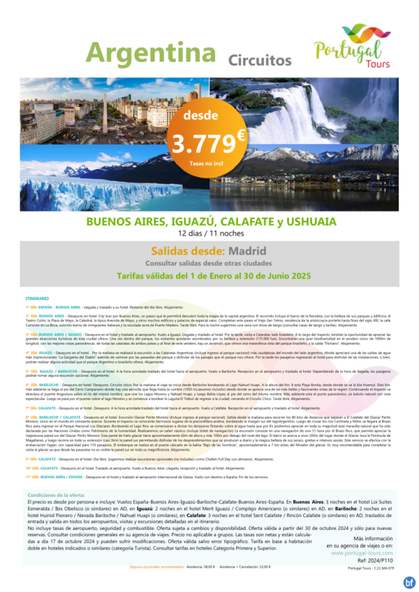 ARGENTINA \-programa Buenos Aires, Iguaz, Calafate y Ushuaia\- 12d/11n salidas desde Madrid desde 3.779 € 