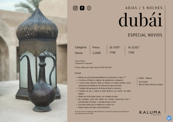 Dubai De Lujo *Especial Novios* 5 noches - Salidas Diarias hasta Abril desde 2.250 € 